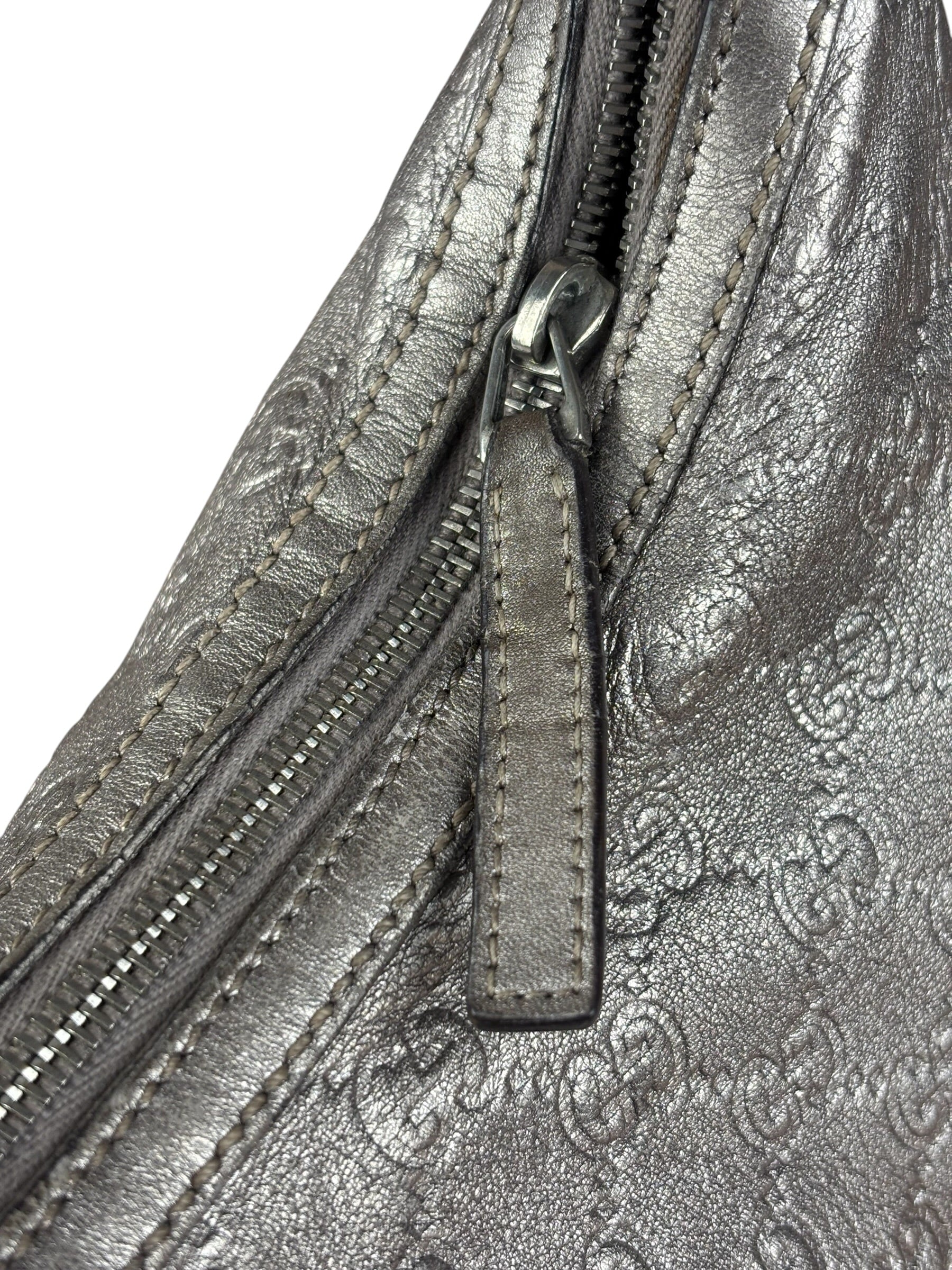 Gucci Vintage GG Metallic Leather Hobo Shoulder Bag