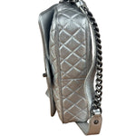 Chanel CC Silver Metallic Quilted Flap Shoulder Bag 2017
