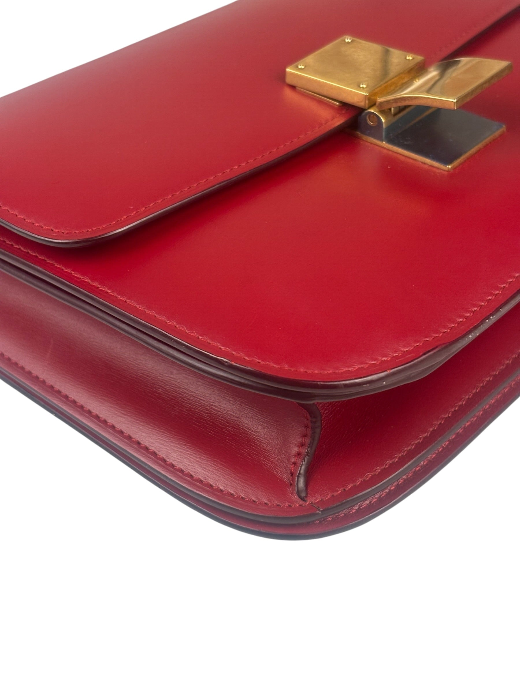 Celine Red Leather Box Crossbody Bag