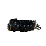 Gucci Black Braided Leather Horsebit Bracelet