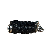 Gucci Black Braided Leather Horsebit Bracelet