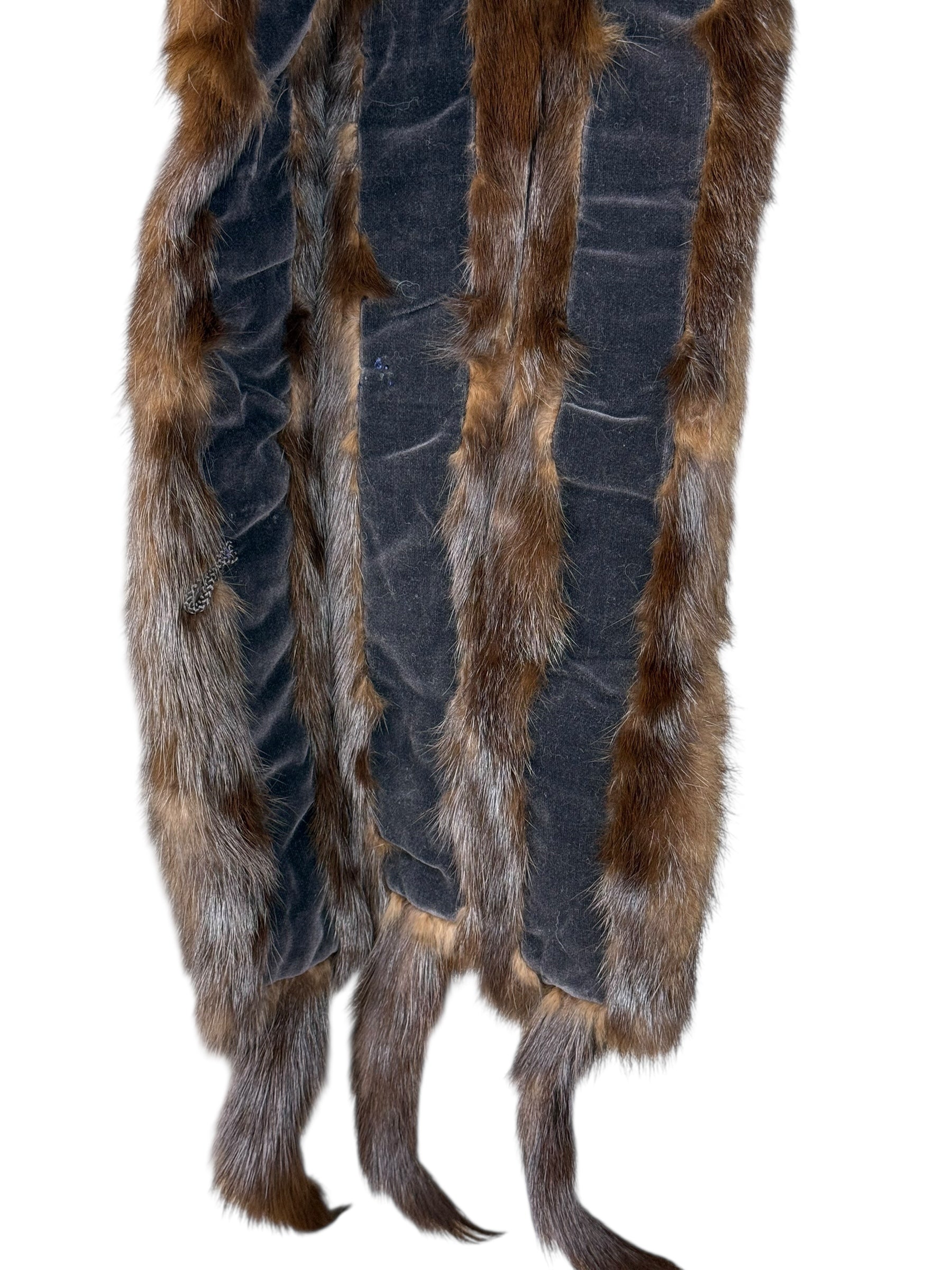 Vintage Dark Brown Fur Tailed Shawl