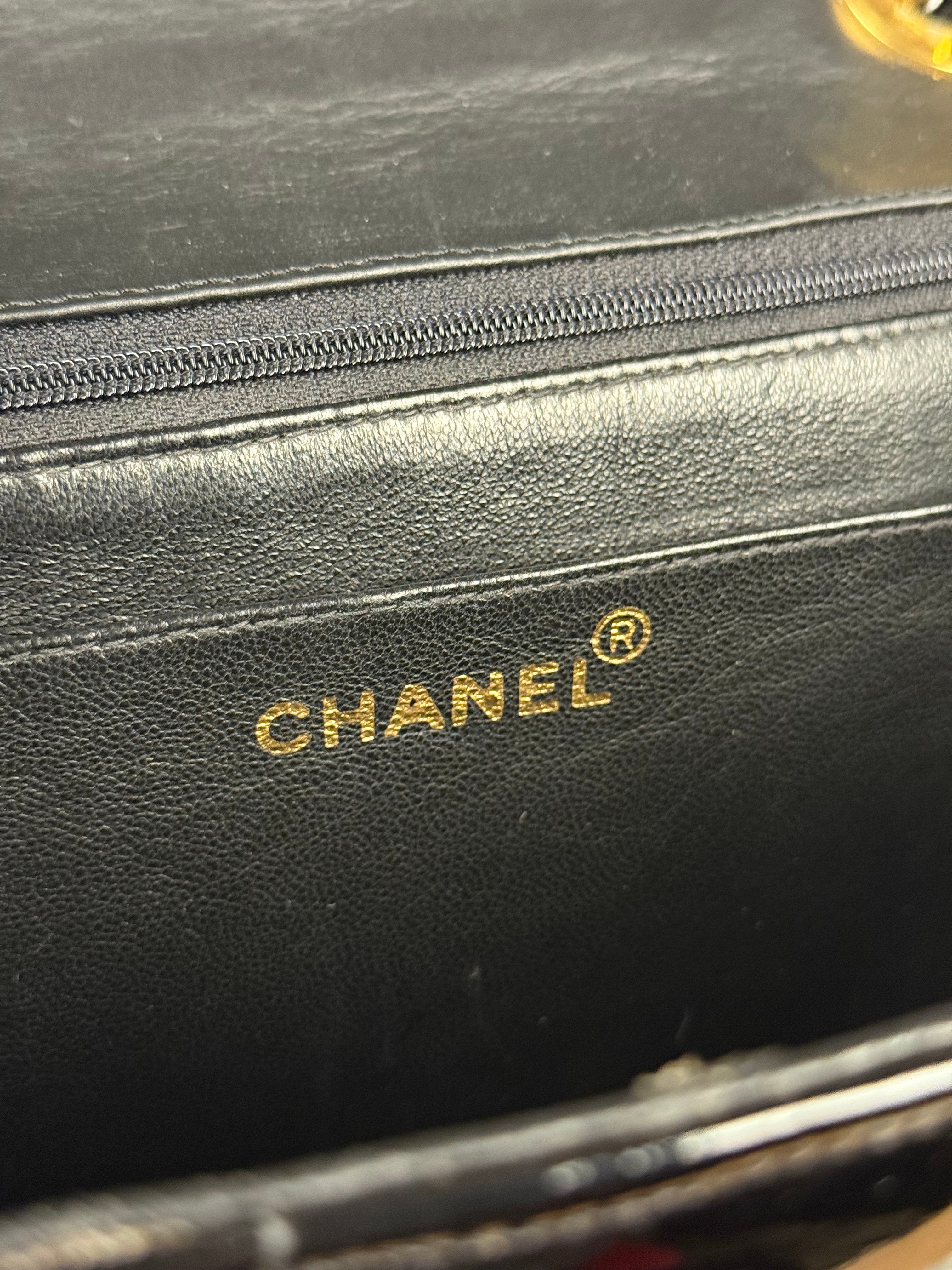 Chanel Black Patent Mademoiselle Single Flap Bag '95