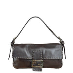 Fendi Selleria Brown Leather Stitched Baguette