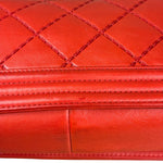 Chanel Red Quilted Double Stitch Boy Bag 2014