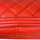 Chanel Red Quilted Double Stitch Boy Bag 2014