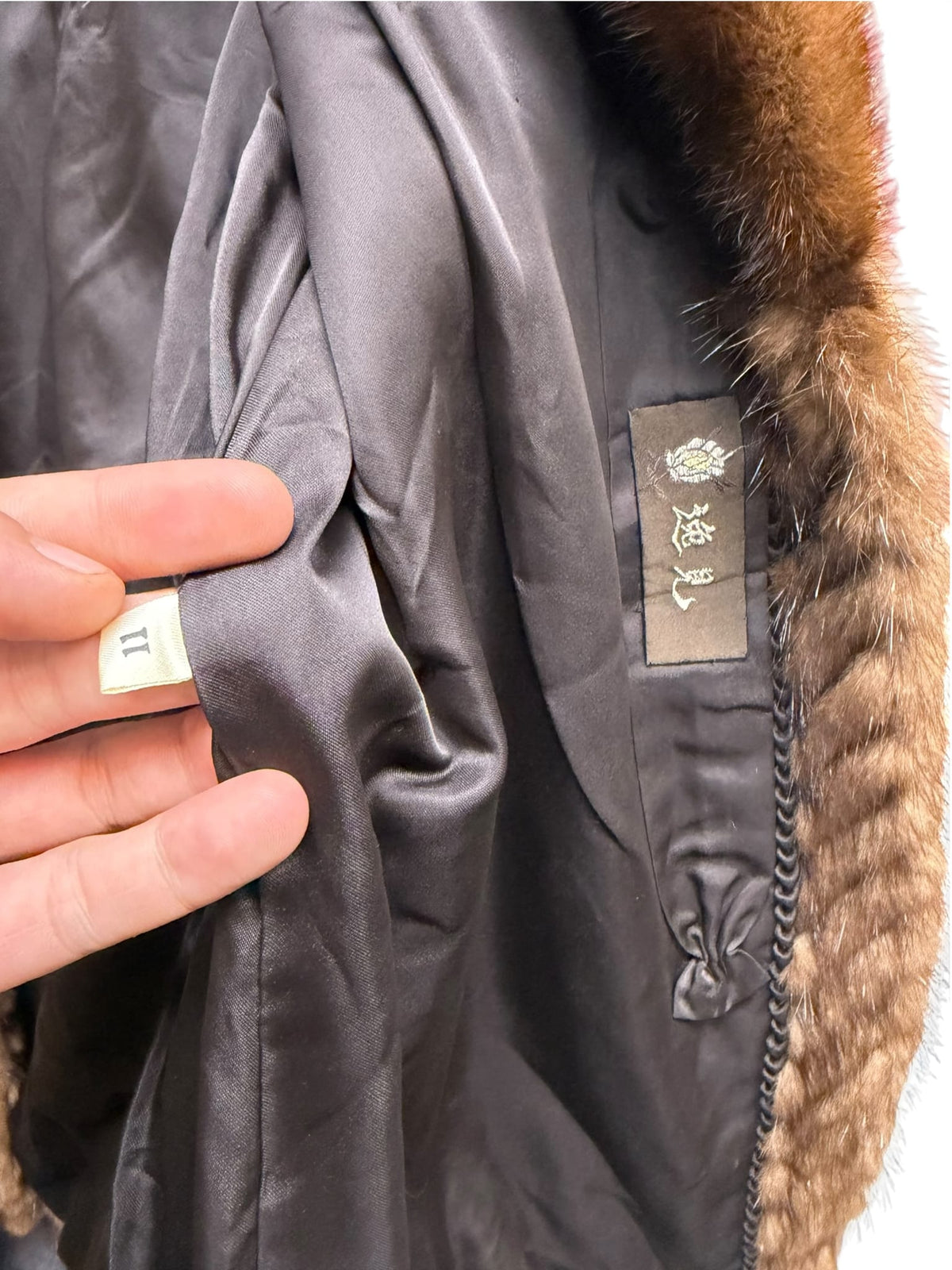Vintage Hazel Brown Chevron Mink Fur Coat