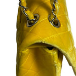 Chanel Yellow Quilted Velvet/Leather Double Flap Bag 2015