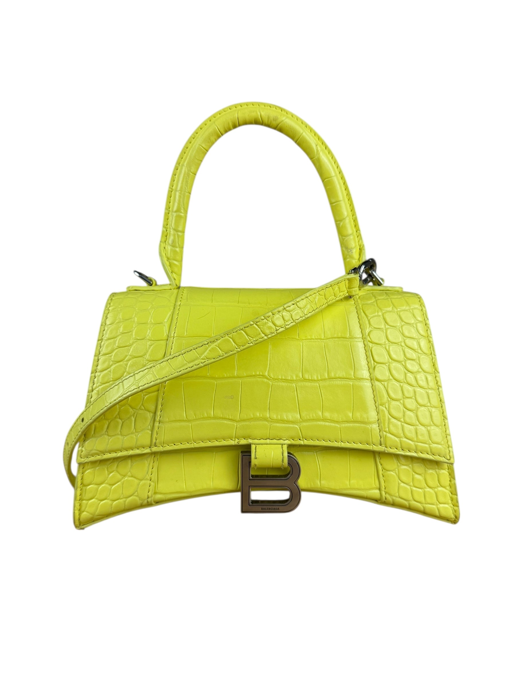 Balenciaga Small Yellow Croc Hourglass 2Way