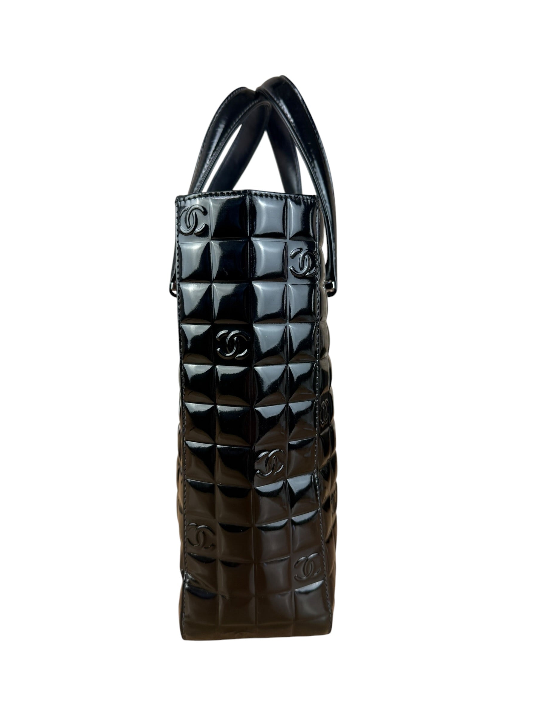 Chanel Black Patent Chocolate Bar Tote Bag 2002