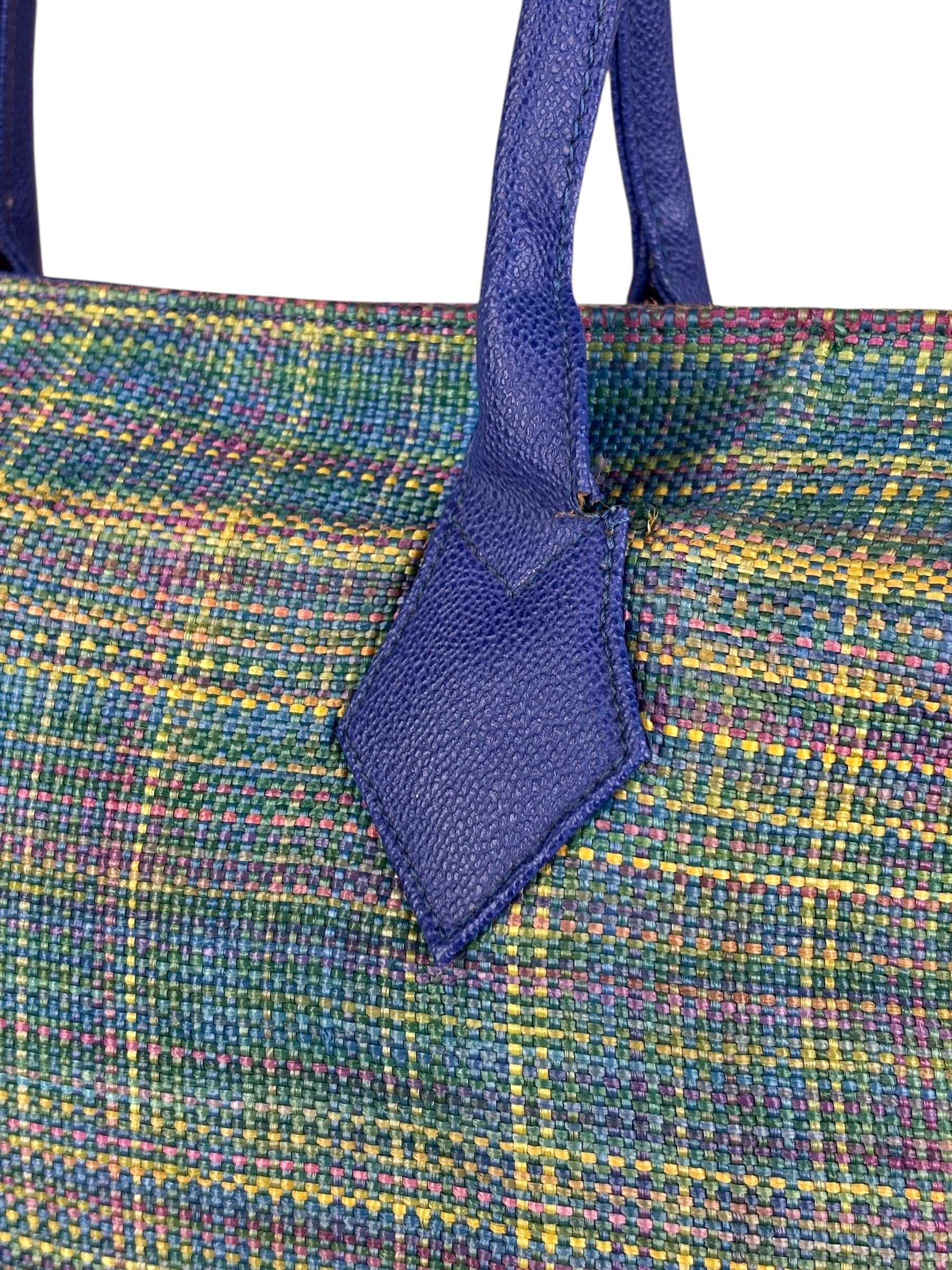 Vivienne Westwood Blue/Green Woven Plaid Saturn Shoulder Bag