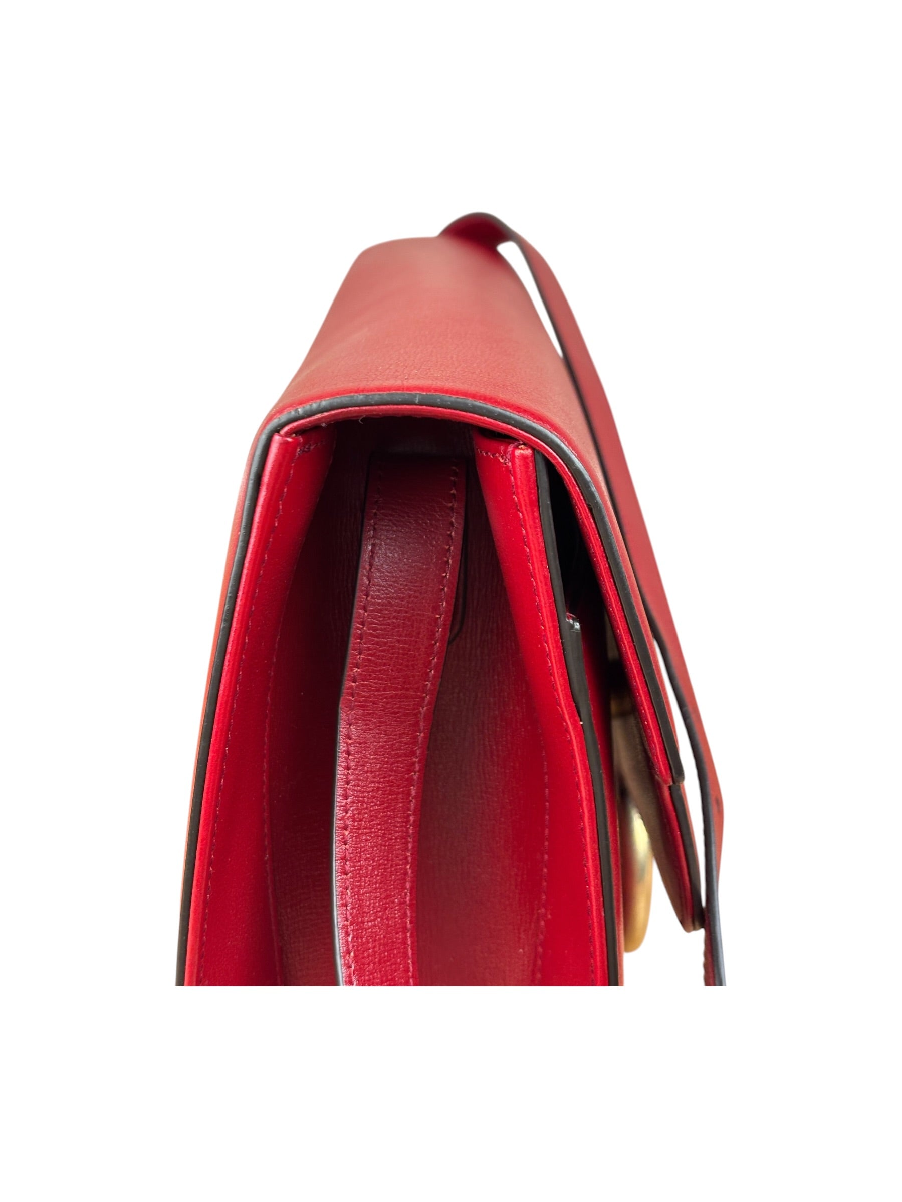 Gucci Red Leather GG Ring Shoulder Bag
