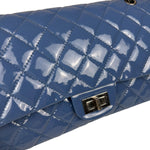 Chanel Blue Patent Quilted Jumbo Classic 2.55 Double Flap Bag 2011