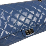 Chanel Blue Patent Quilted Jumbo Classic 2.55 Double Flap Bag 2011