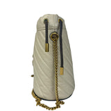 Gucci GG Ivory Leather Marmont Chain Bucket Bag
