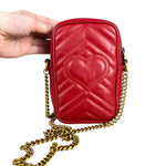 Gucci GG Marmont Vertical Phone Crossbody Bag Red