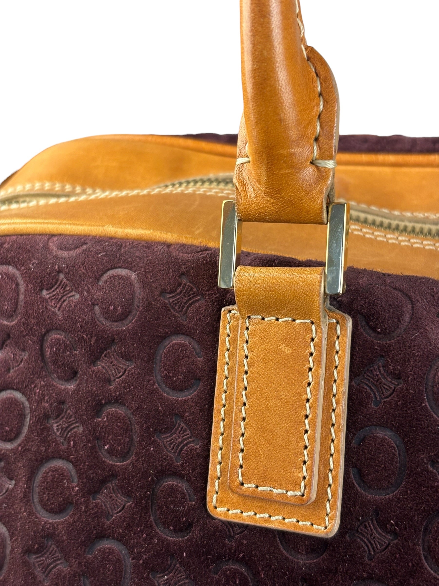 Celine Vintage Suede Macadam Leather Bowler Bag
