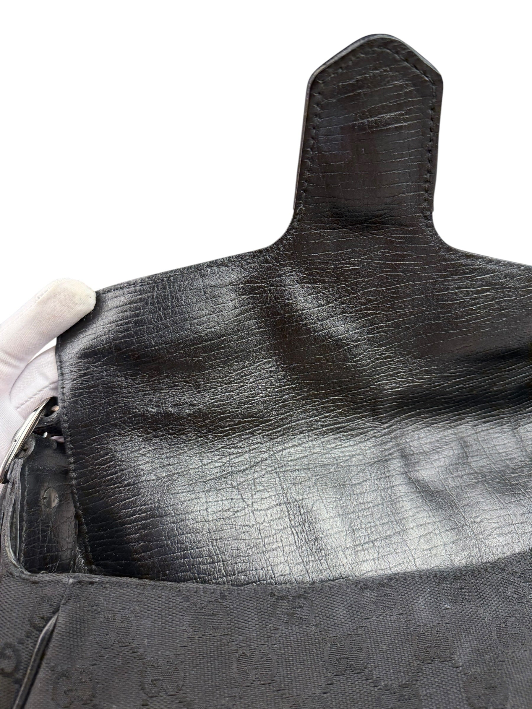 Gucci GG Vintage Black Horsebit Flap Shoulder Bag