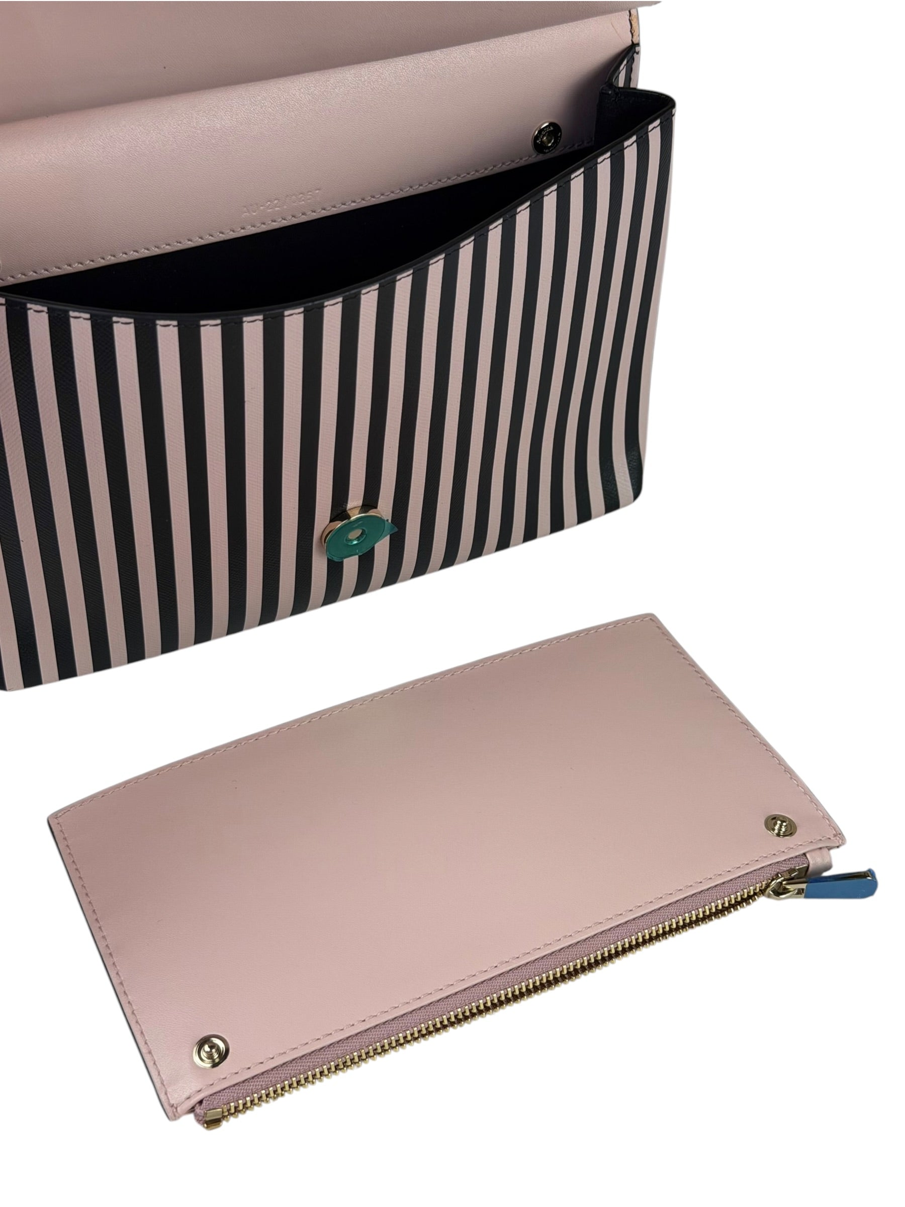 Salvatore Ferragamo Pink/Black Striped Crossbody Bag