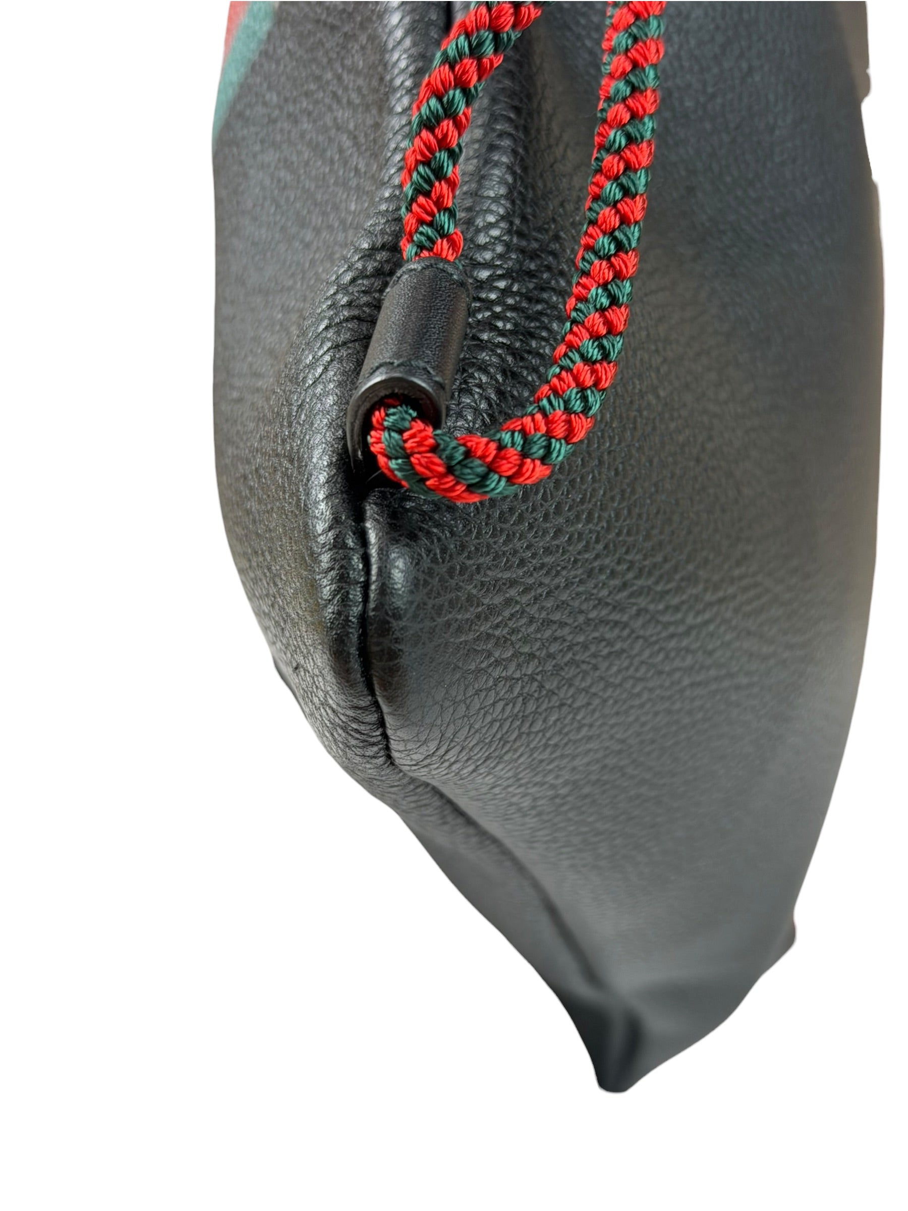 Gucci Black Leather Drawstring Backpack