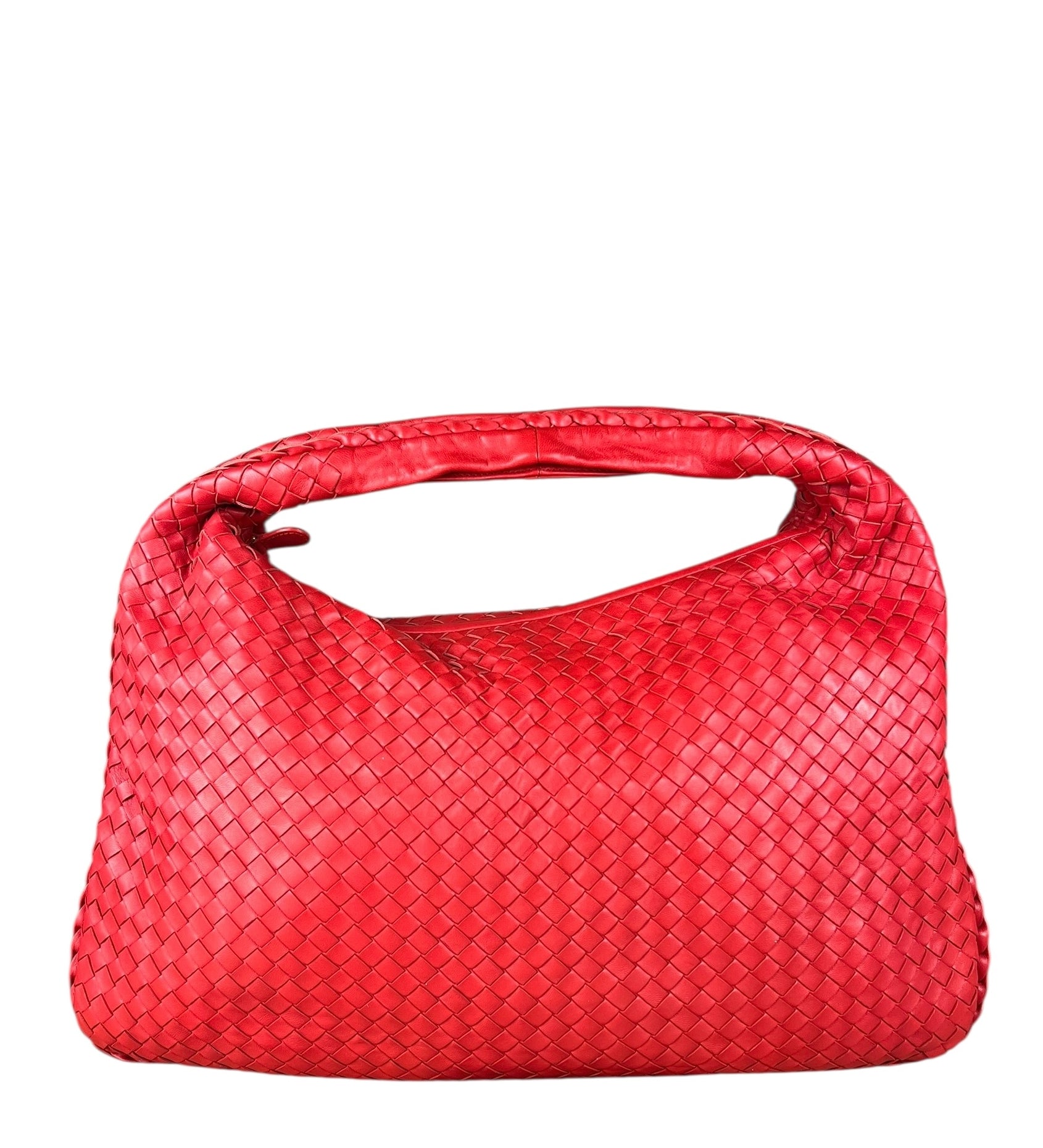 Bottega Veneta Large Intreccio Hobo Bag Red