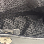 Gucci Black Leather Trim Belted Tote