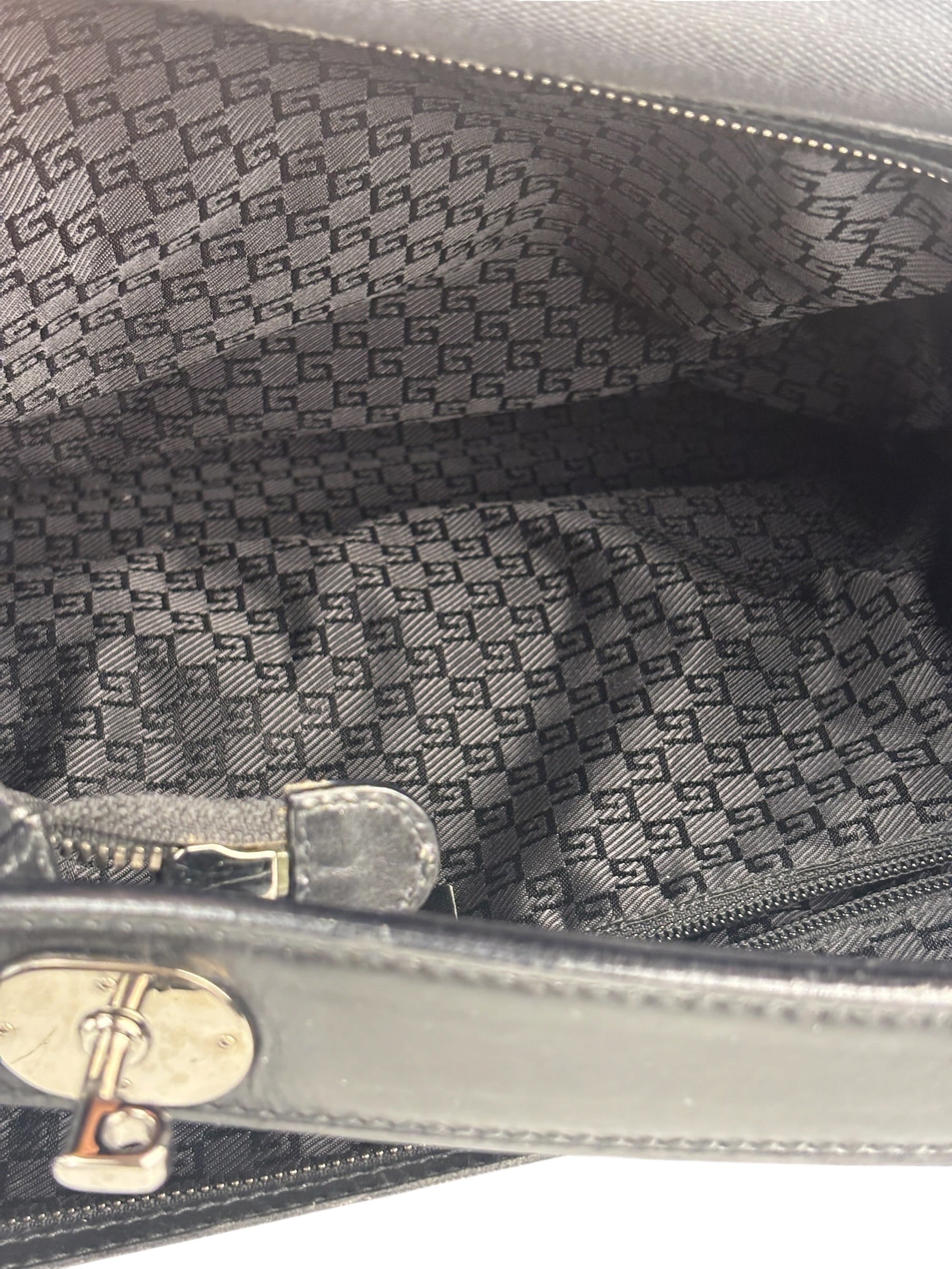 Gucci Black Leather Trim Belted Tote