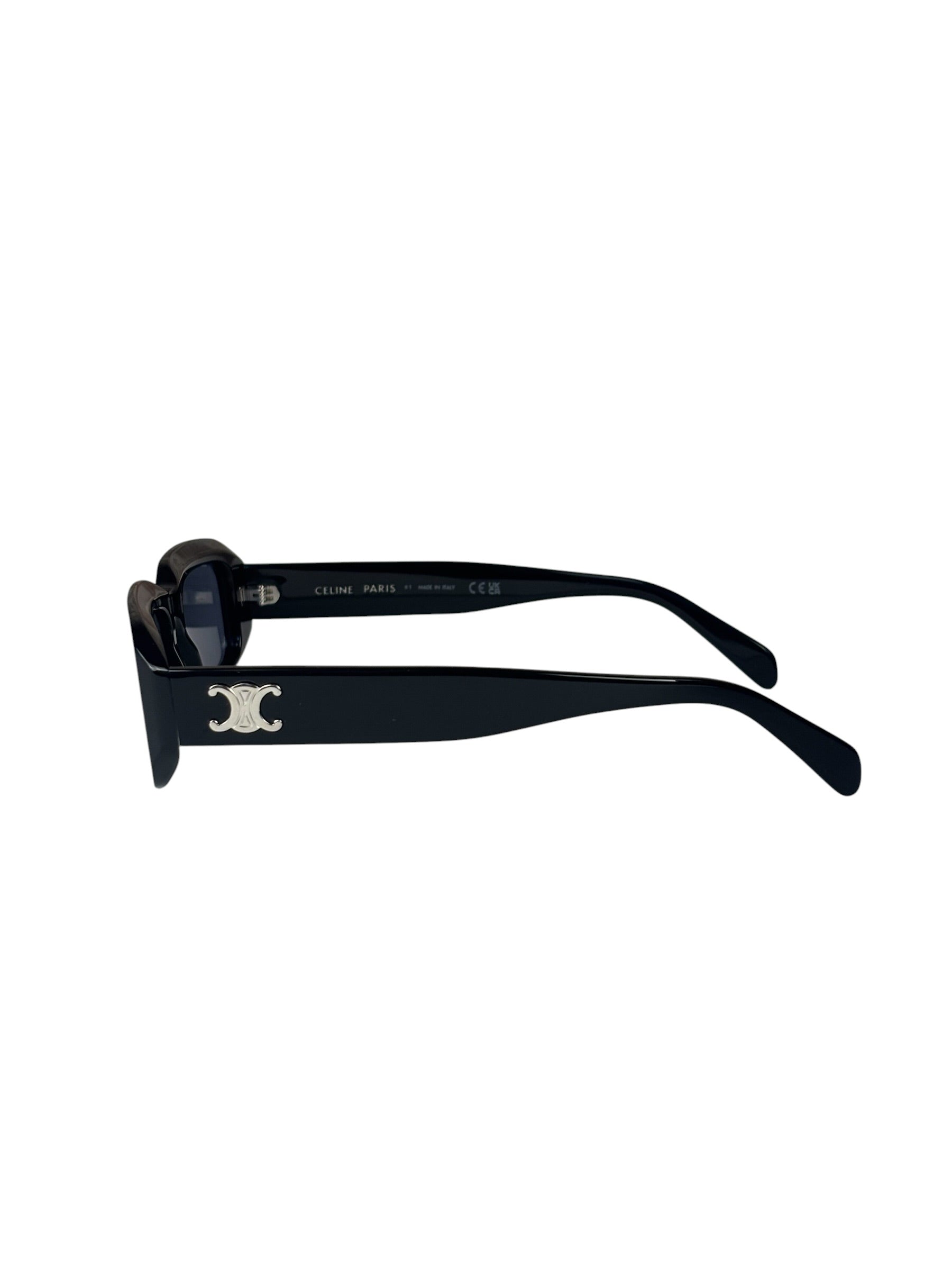 Celine Glossy Black Triomphe Rectangular Sunglasses