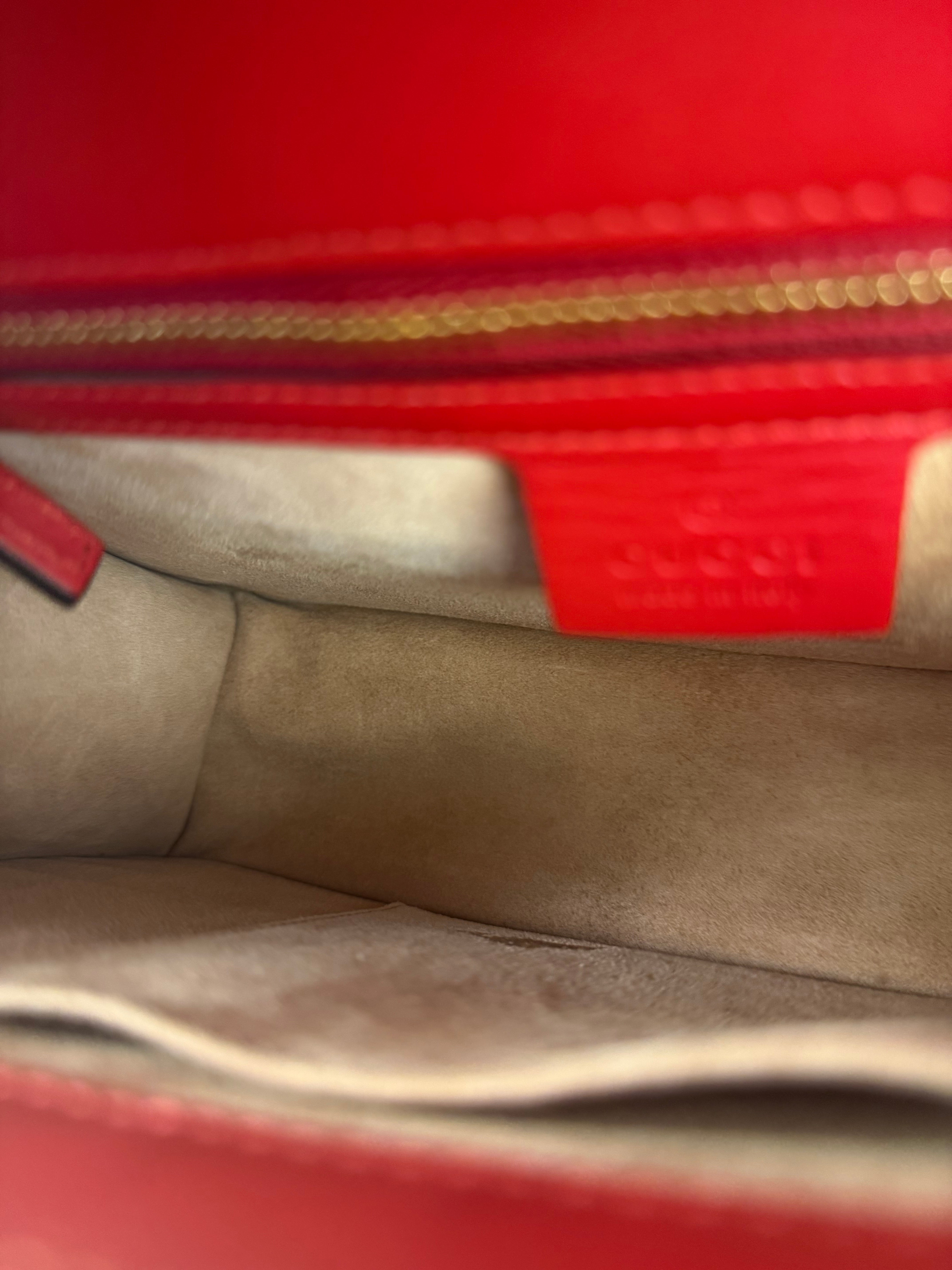 Gucci Red Leather Sylvie Buckle Shoulder Bag