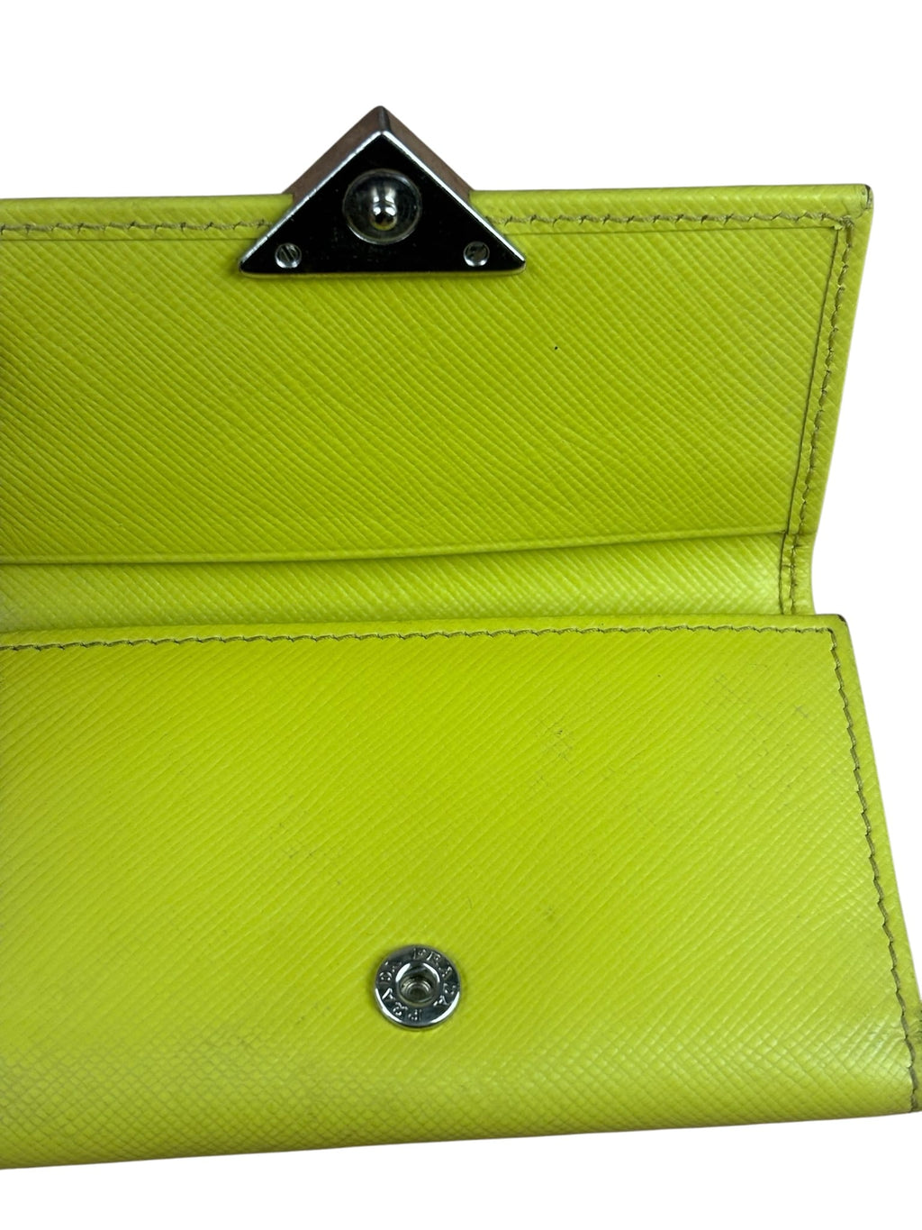 Prada Yellow Saffiano Leather Small Key Holder