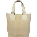 Chanel Vintage Beige Canvas Quilted Chocolate Bar Tote 2003