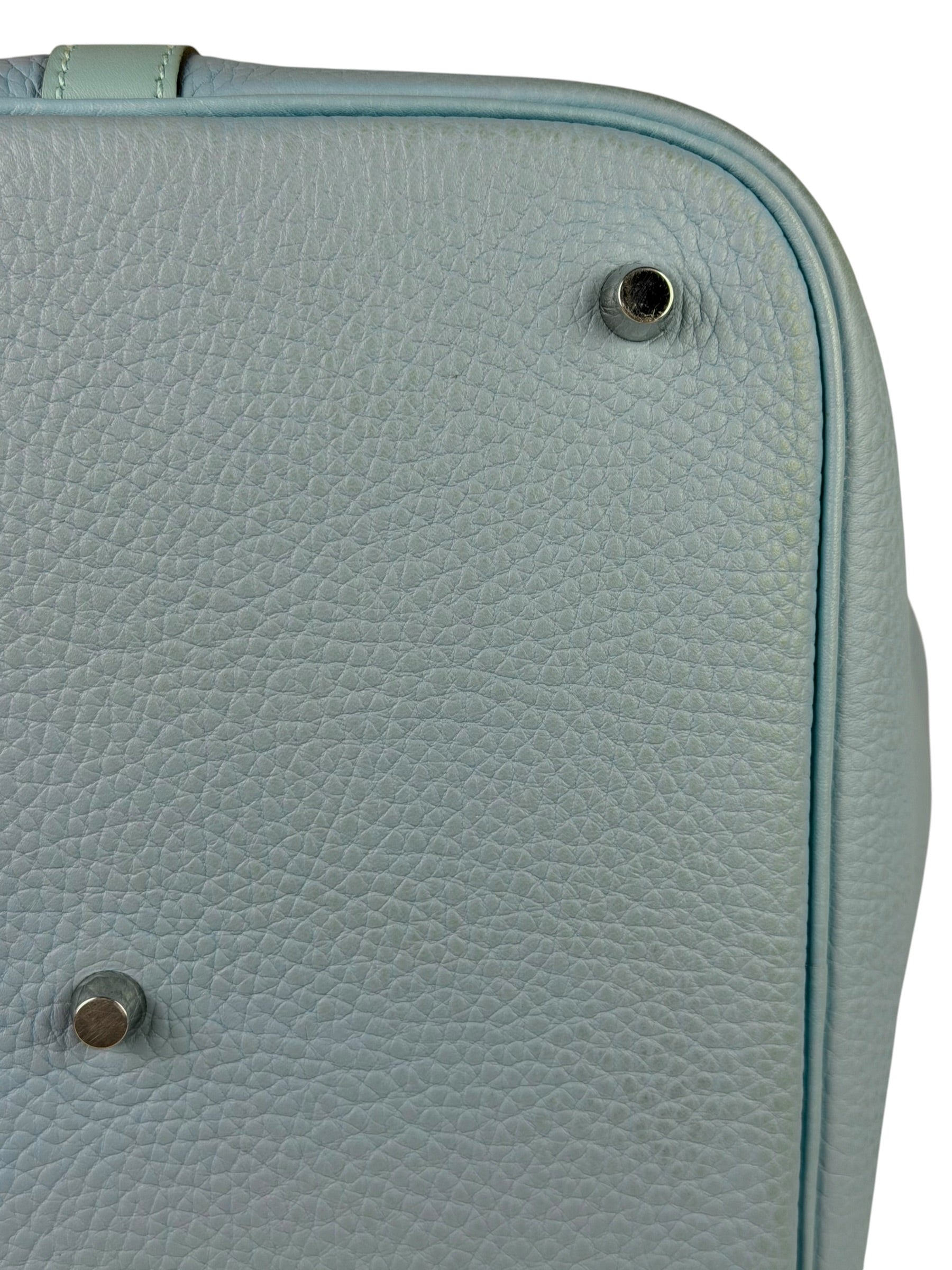 Hermes Blue Leather Picotin Lock 18 Bucket Bag