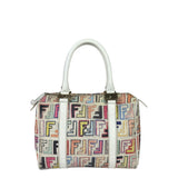 Fendi Beige Leather Multicolor Zucca Forever Boston Bag