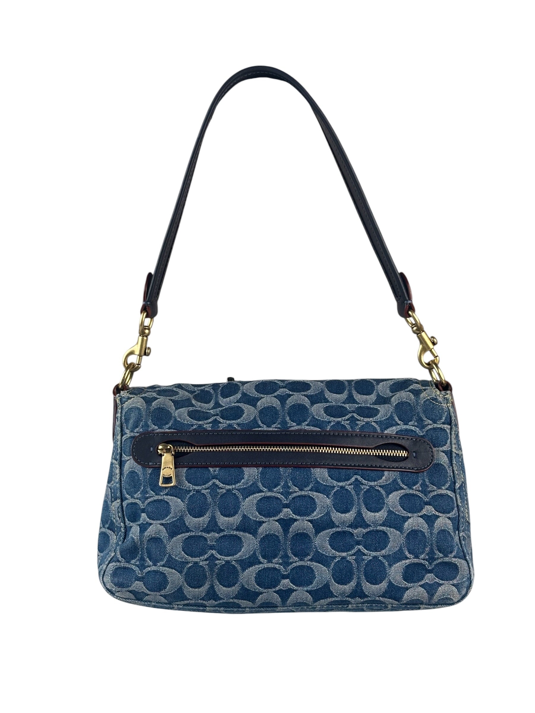 Coach Signature Blue Jacquard Denim Soft Tabby Shoulder Bag