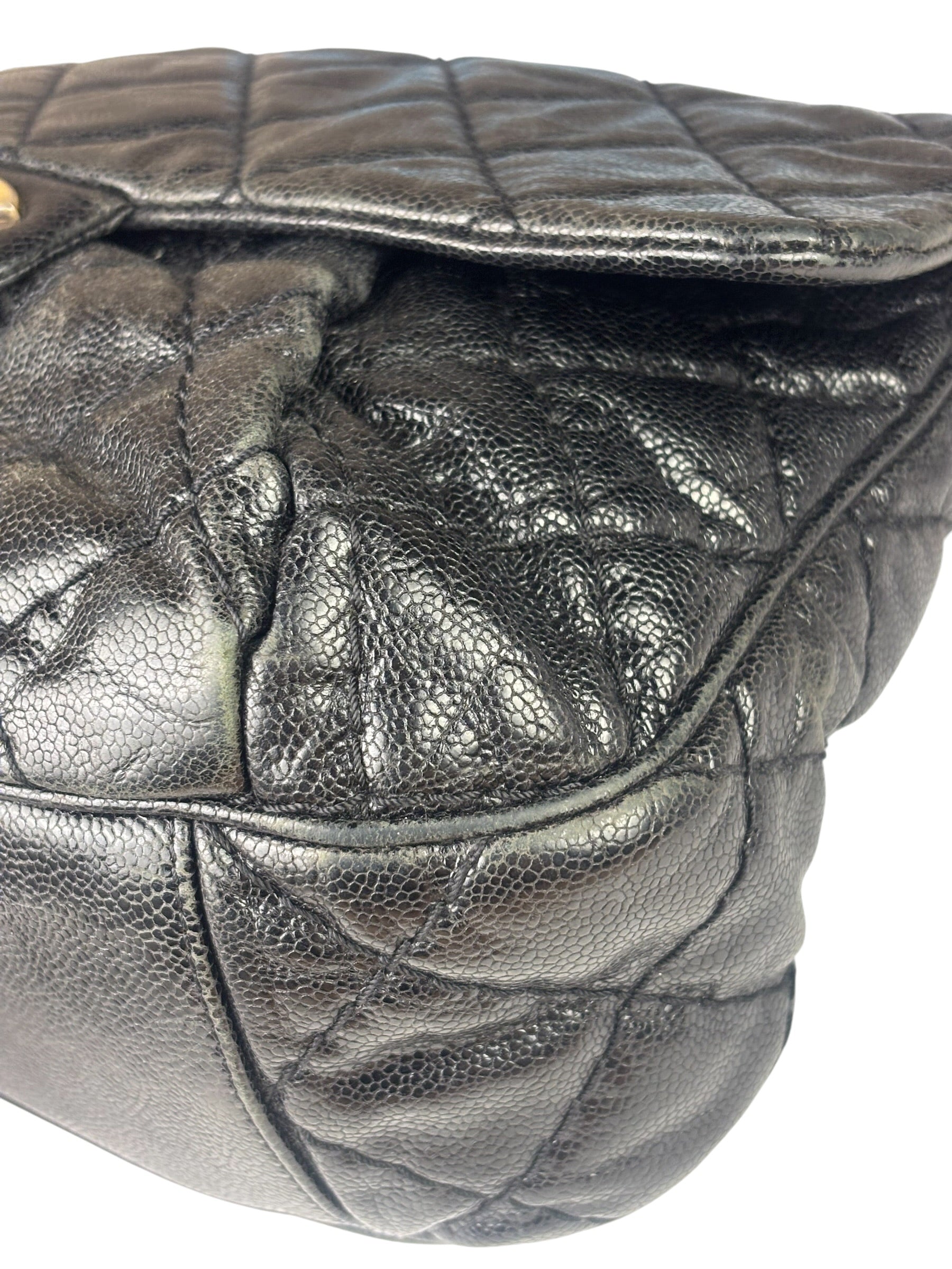 Chanel Black Caviar Quilted Coco Pleats Flap Two-Way Bag 2012