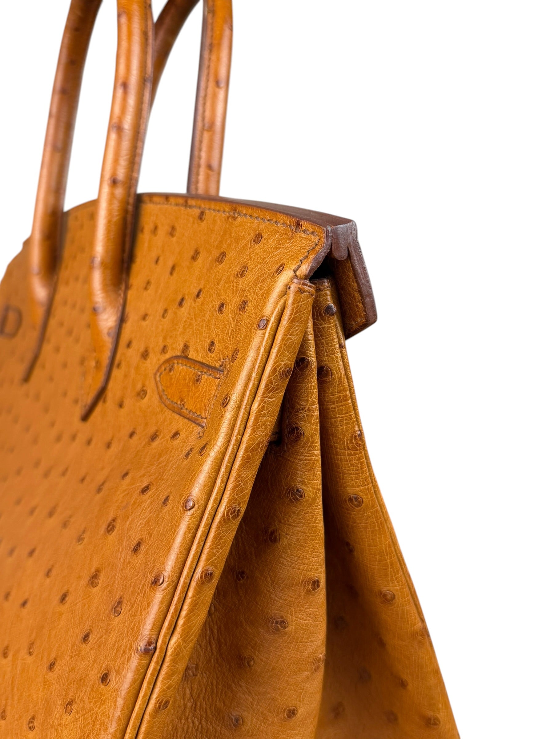 Hermes Birkin 35 Ostrich Leather Handbag Gold Hardware