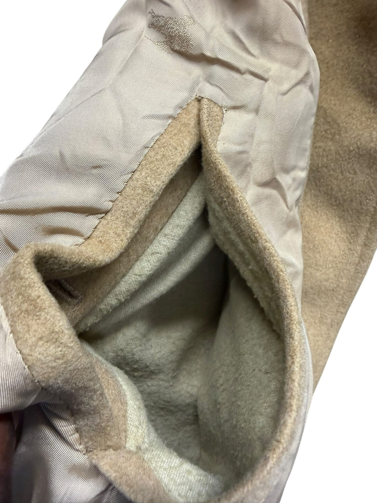 Vintage Burberry's Blue Fox Collar Wool/Camel Hair Trench Coat