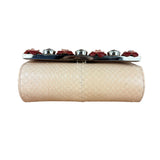 Fendi Pink Python Flower Studded Mini Chain Shoulder Bag