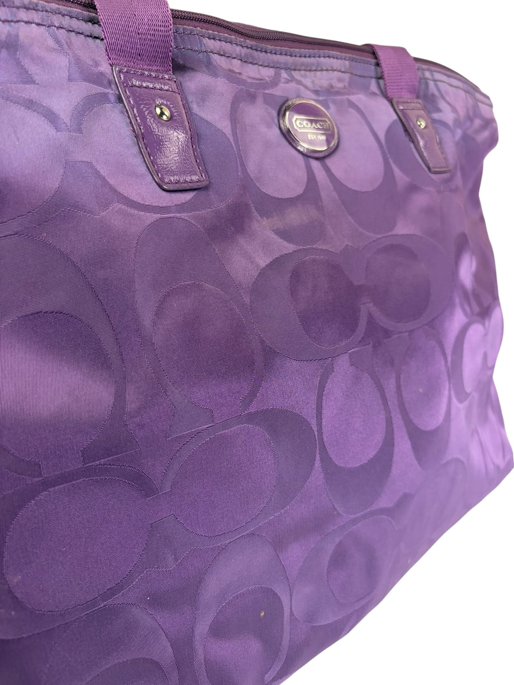 Coach Purple Nylon/Leather Trim Gateway Packable Weekender Tote