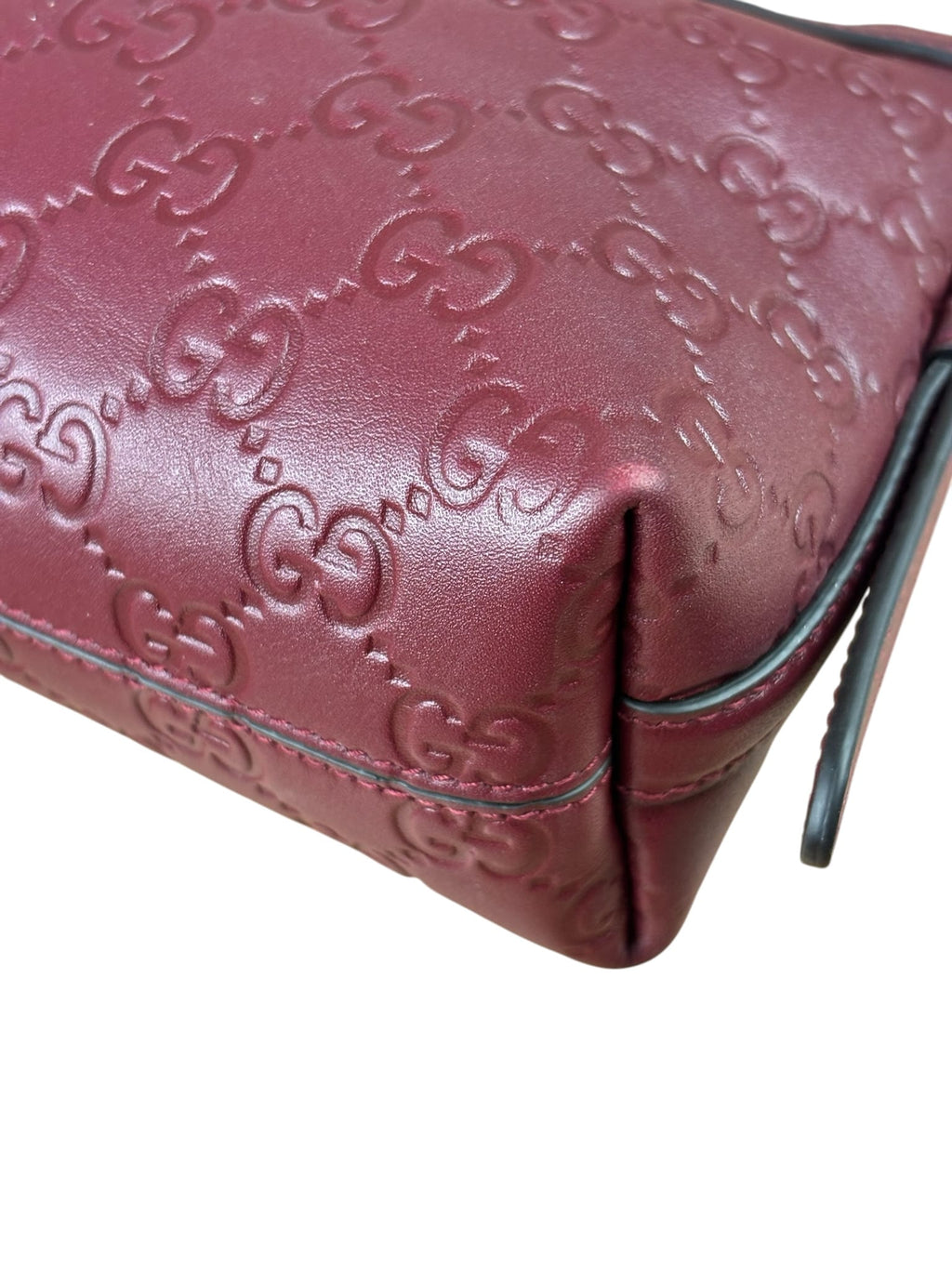 Gucci GG Emblem Red Leather Shoulder Bag