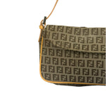 Fendi Beige Leather Trim Zucca Pochette