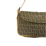 Fendi Beige Leather Trim Zucca Pochette