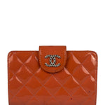 Chanel Peach Patent Quilted Compact Zip Wallet 2011