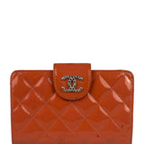 Chanel Peach Patent Quilted Compact Zip Wallet 2011