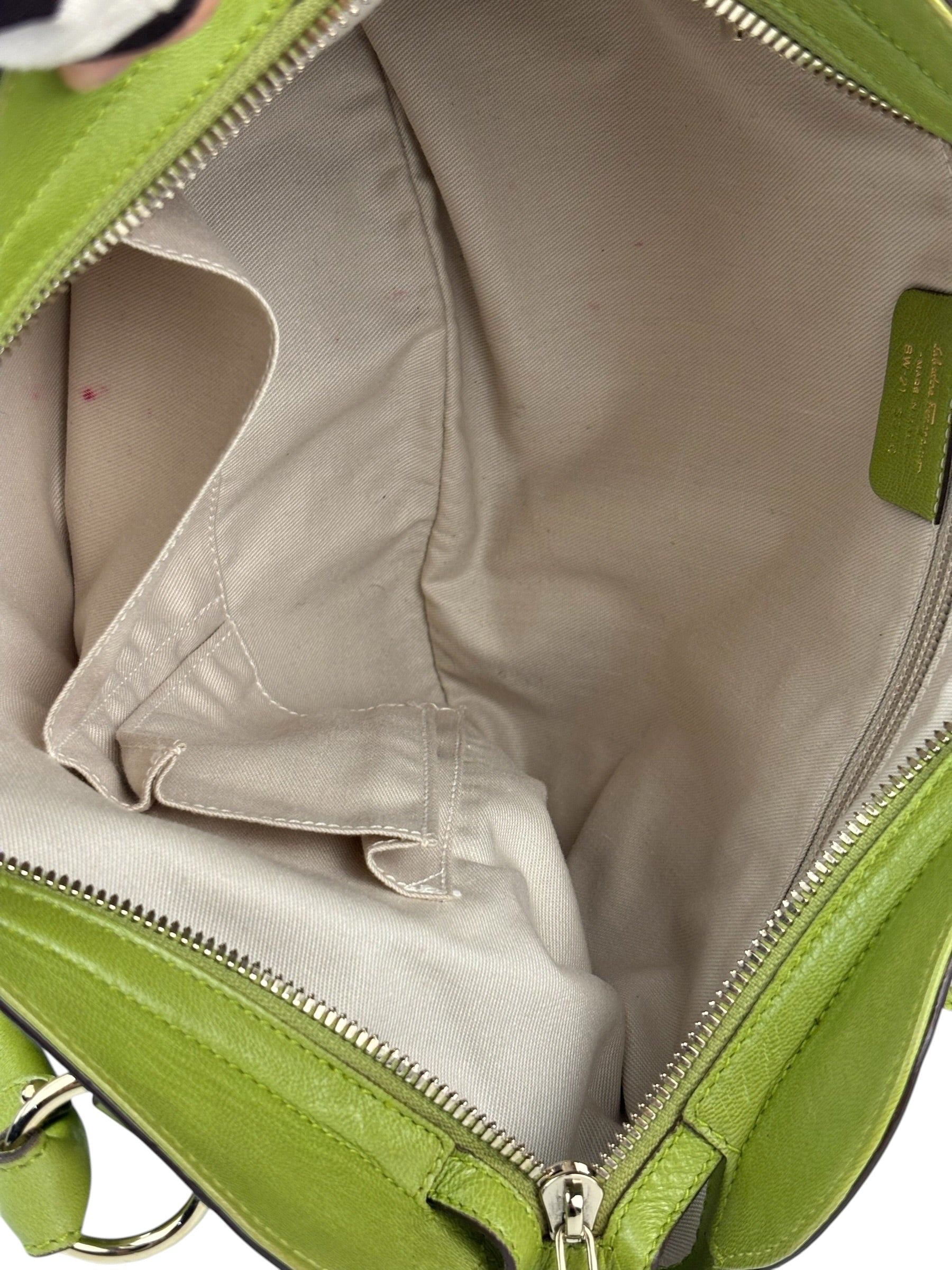 Salvatore Ferragamo Green Leather Marisa Shoulder Bag