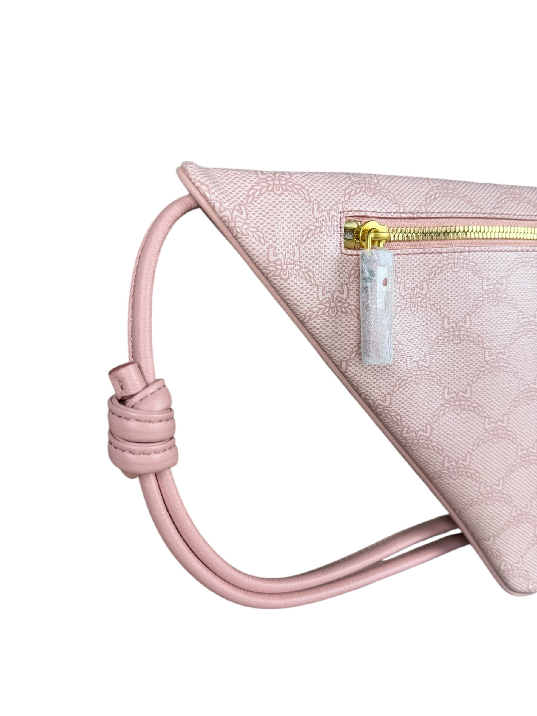 MCM Pink Triangle Logo Fold-Over Shoulder Bag