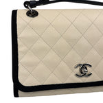Chanel White Caviar Quilted Top Handle Flap Bag 2018