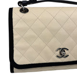 Chanel White Caviar Quilted Top Handle Flap Bag 2018