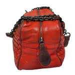 Bottega Veneta Red Lambskin/Lizard Intrecciato Shoulder Bag