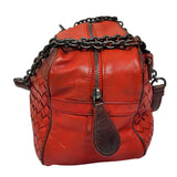 Bottega Veneta Red Lambskin/Lizard Intrecciato Shoulder Bag